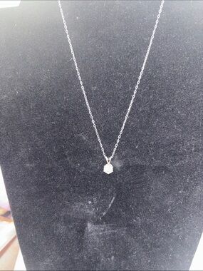 Sweet Tiny 925 Sterling Silver  CZ Diamond Pendant Necklace